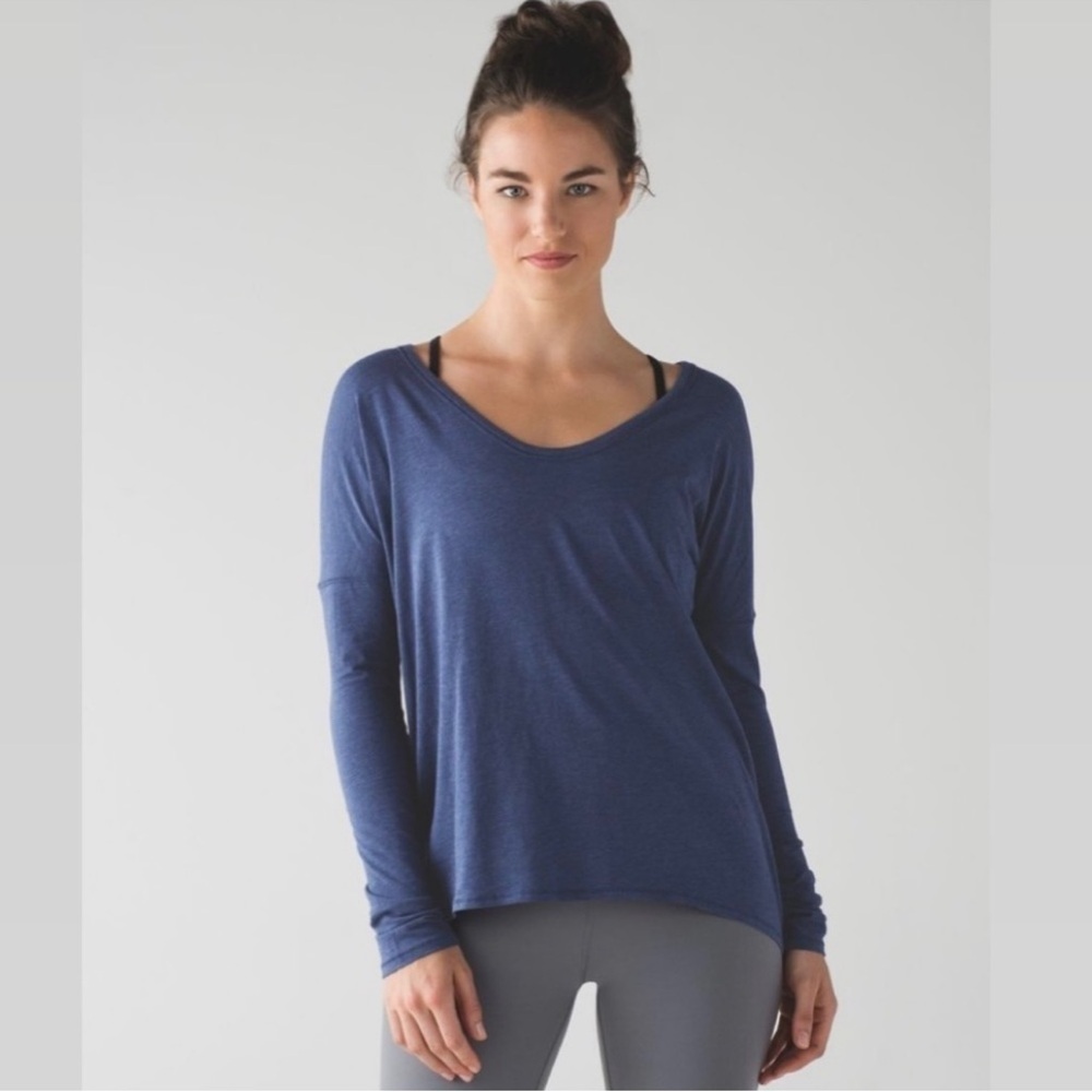 Lululemon Flip Your Dog Long Sleeve Tee Shirt Heathered Hero Blue small - Picture 4 of 7